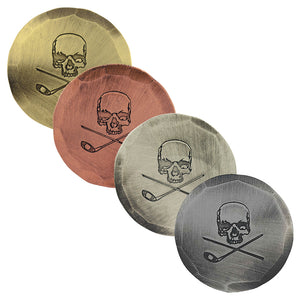 Skull & Broken 3 Wood Hand Forged Ball Markers with custom engraving