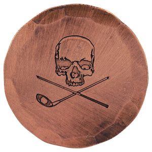 Skull & Broken 3 Wood Hand Forged Ball Markers with custom engraving