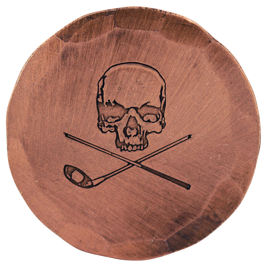 Skull & Broken 3 Wood Hand Forged Ball Markers with custom engraving